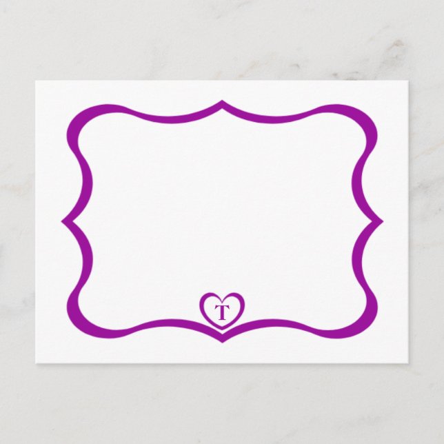 Simple Elegant Monogrammed Postcard #Purple (Front)