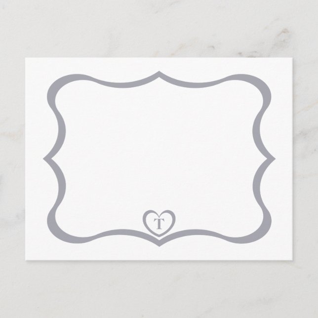 Simple Elegant Monogrammed Postcard #Silver (Front)
