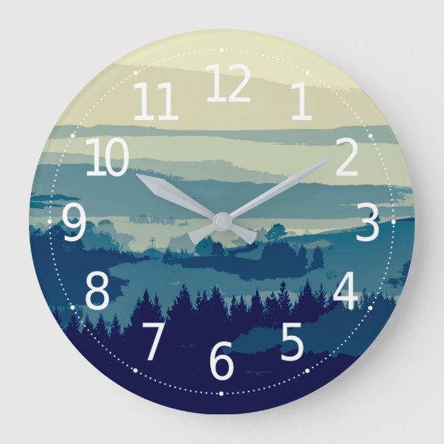 Simple Elegant Mountain Landscape | Wall Clock (Front)