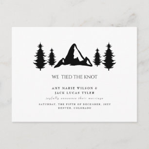 Simple Elegant Mountain Pine Wedding Announcement Postcard