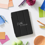 Simple Elegant Name Modern iPad Pro Cover<br><div class="desc">Modern black iPad cover featuring a simple and minimal design personalised with your name in an elegant script and contemporary sans serif font.</div>