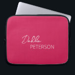 Simple Elegant Name Modern Laptop Sleeve<br><div class="desc">Modern magenta / fuschia pink laptop sleeve featuring a simple and minimal design personalised with your name in an elegant script and contemporary sans serif font.</div>