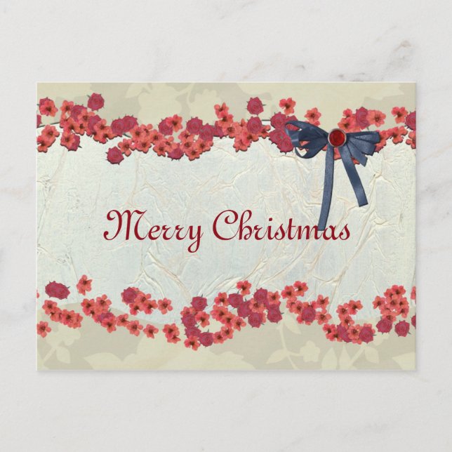 Simple Elegant Natural Flower Merry Christmas Holiday Postcard (Front)