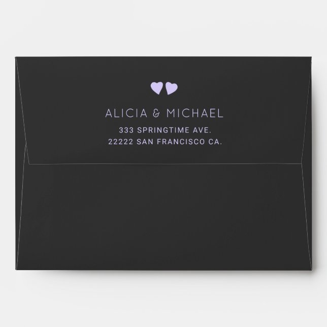 Simple elegant navy and mauve wedding invitation envelope (Back (Top Flap))
