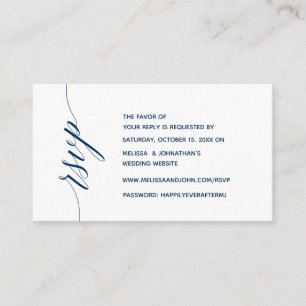Simple Elegant Navy Blue Calligraphy, Dinner RSVP Enclosure Card