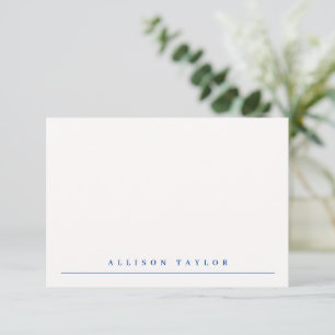 Simple Elegant Navy Blue Custom Name Note Card