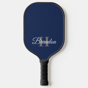 Simple Elegant Navy Blue Monogram Custom  Pickleball Paddle