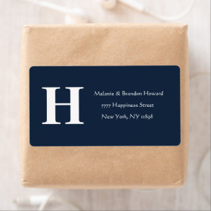 Simple Elegant Navy Blue Monogram Initial return
