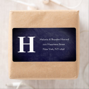 Simple Elegant Navy Blue White Monogram Initial