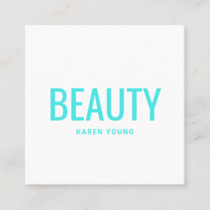 Simple elegant neon teal trendy aesthetician beaut square business card