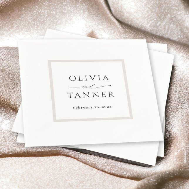 Simple Elegant Neutral Beige and White Wedding Napkin (Creator Uploaded)