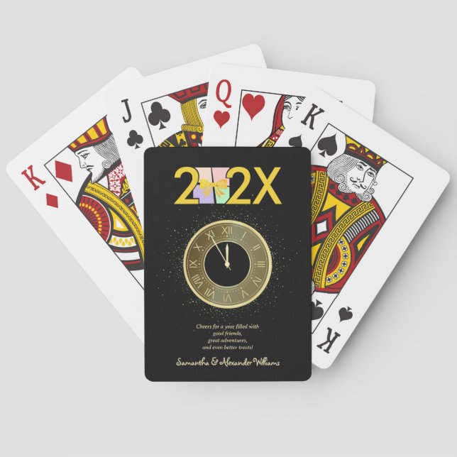 Simple Elegant New Year's Eve Gift Box Bow Playing Cards (Back)