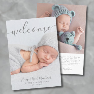 Simple Elegant Newborn Photo Birth Announcement