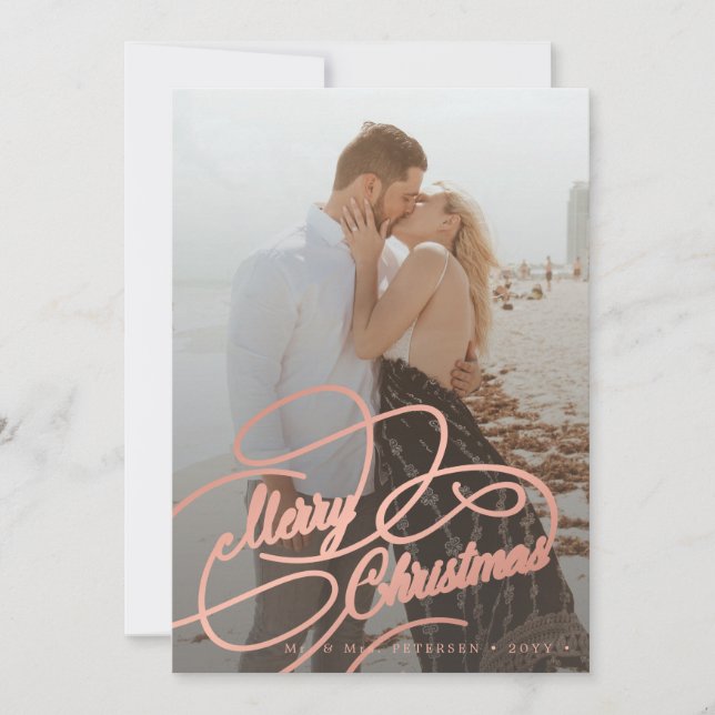 Simple elegant newlywed Merry Christmas Holiday Card (Front)