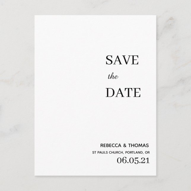 simple elegant non photo save the date postcard (Front)