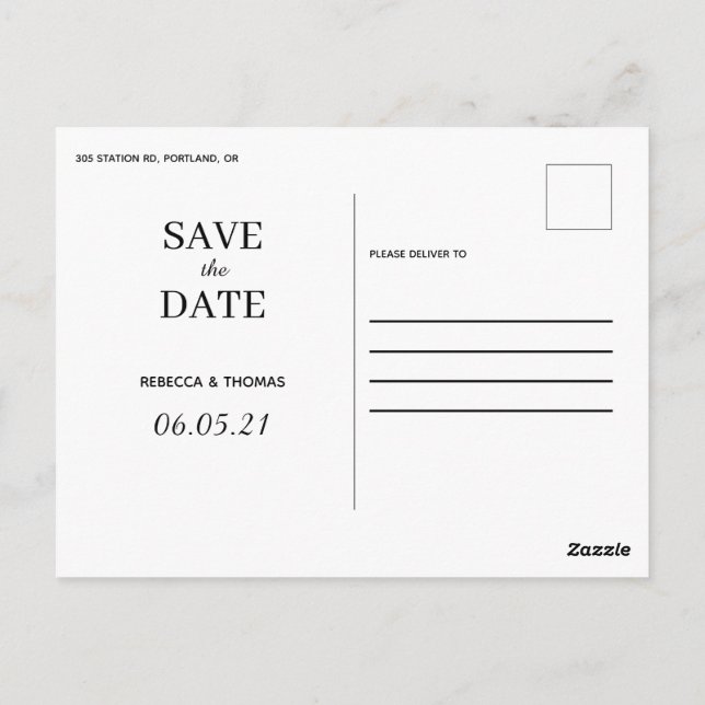 simple elegant non photo save the date postcard (Back)