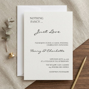 Simple Elegant   Nothing Fancy Just Love Wedding  Invitation