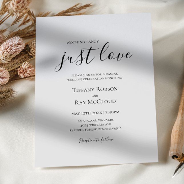 Simple Elegant Nothing Fancy Just Love Wedding Invitation (Creator Uploaded)