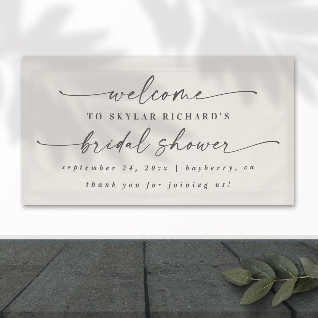 Simple Elegant Off-White Bridal Shower Welcome Banner (Creator Uploaded)