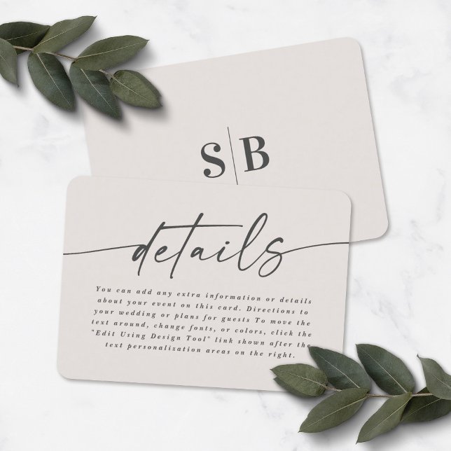 Simple Elegant Off-White Ivory Wedding Details Enclosure Card (Creator Uploaded)
