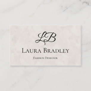 Simple Elegant Off White Watercolor Monogram Business Card
