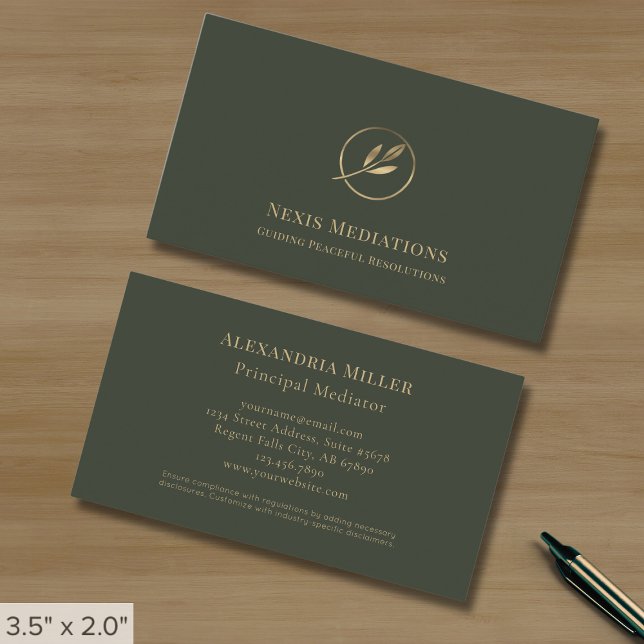 Simple Elegant Olive Green Business Card (Creator Uploaded)