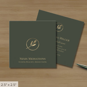Simple Elegant Olive Green Square Business Card