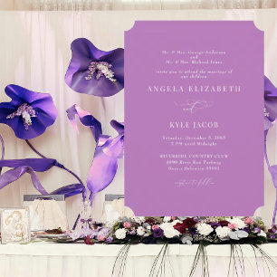 Simple & Elegant Orchid Both Parents Wedding  Invitation