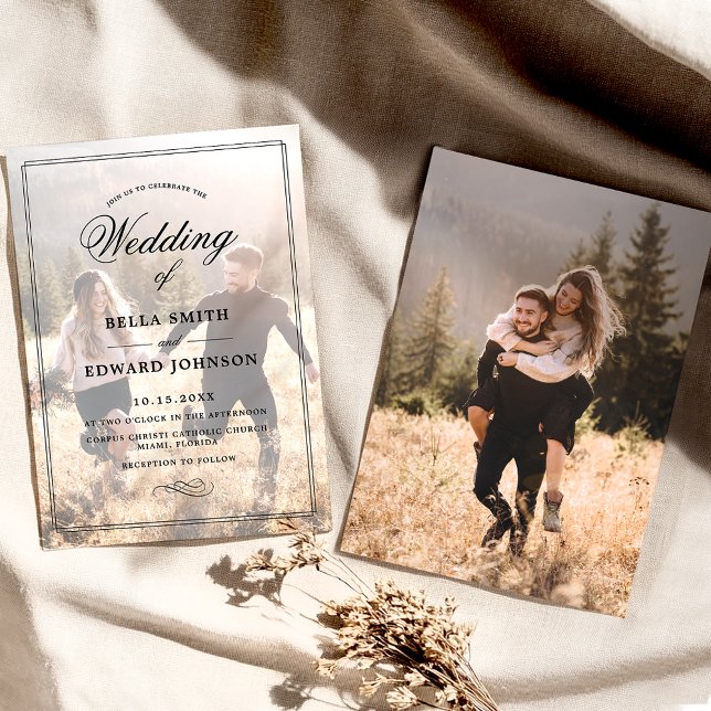 Simple Elegant Overlay Photo Wedding Invitation (Creator Uploaded)