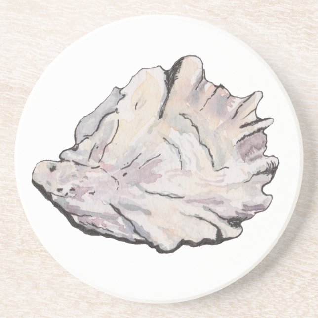Simple Elegant Oyster Watercolor Coaster (Front)