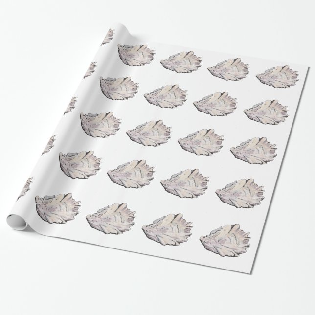 Simple Elegant Oyster Watercolor Wrapping Paper (Unrolled)