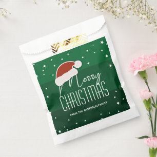 Simple Elegant Papercut Santa Hat Merry Christmas Favour Bag