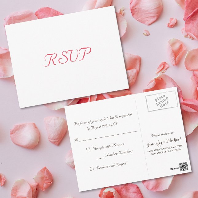 Simple Elegant Party Event Wedding Response RSVP Postcard (Simple Elegant Party Event Wedding Response RSVP Postcard)