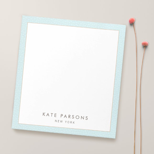 Simple Elegant Pastel Blue Leather Border Notepad (light blue leather texture border notepad)