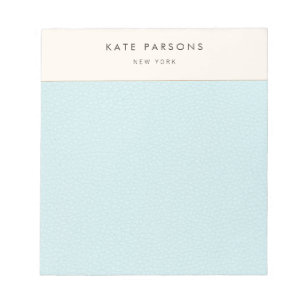 Simple Elegant Pastel Blue Leather Border Notepad