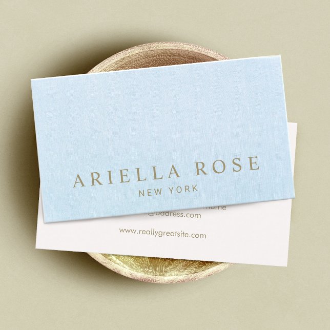 Simple  Elegant Pastel Blue Linen Professional Business Card (Creator Uploaded)