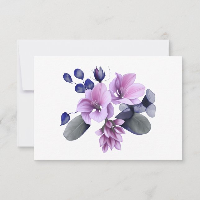 Simple Elegant Pastel Lavender Floral Flat  Card (Front)