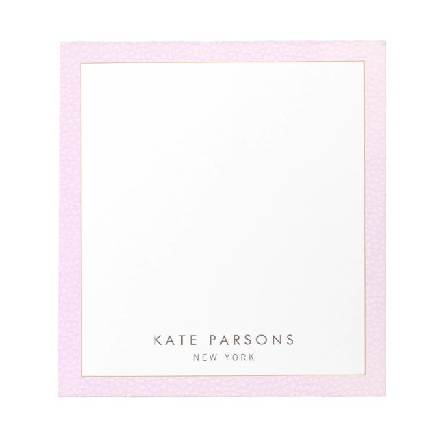 Simple Elegant Pastel Pink Leather Border Notepad (Front)