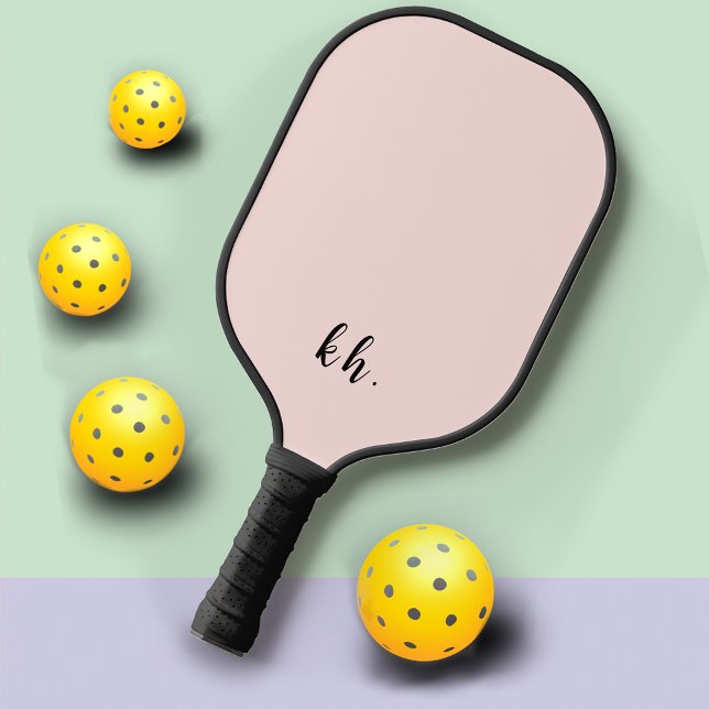 Simple Elegant Pastel Pink Monogrammed Initials  Pickleball Paddle (Creator Uploaded)