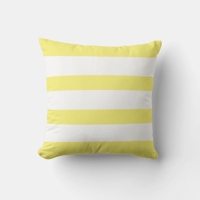 Simple Elegant Pastel Yellow Horizontal Stripes Cushion (Front)