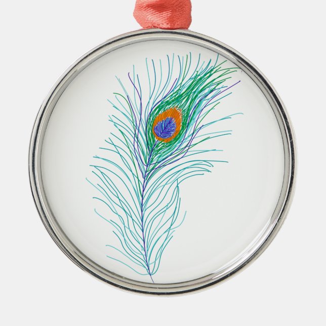 Simple Elegant Peacock Feather Metal Ornament (Front)
