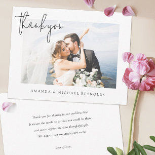 Simple Elegant Personalised Photo Wedding  Thank You Card