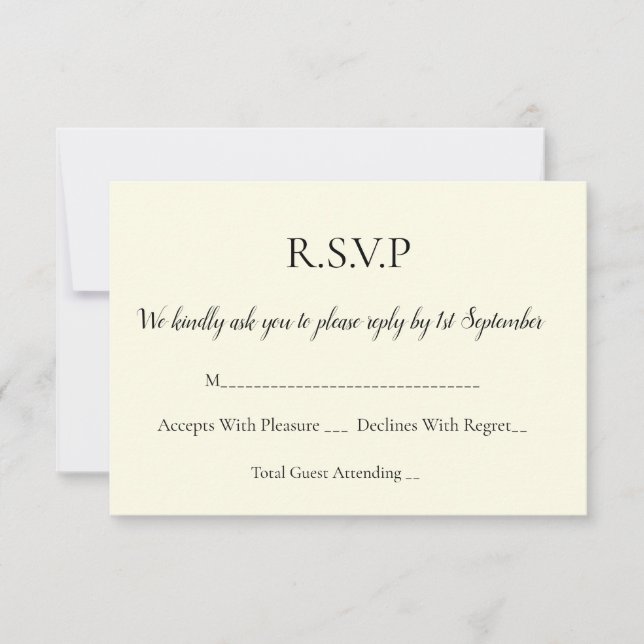 Simple Elegant Personalised RSVP Enclosure Card (Front)