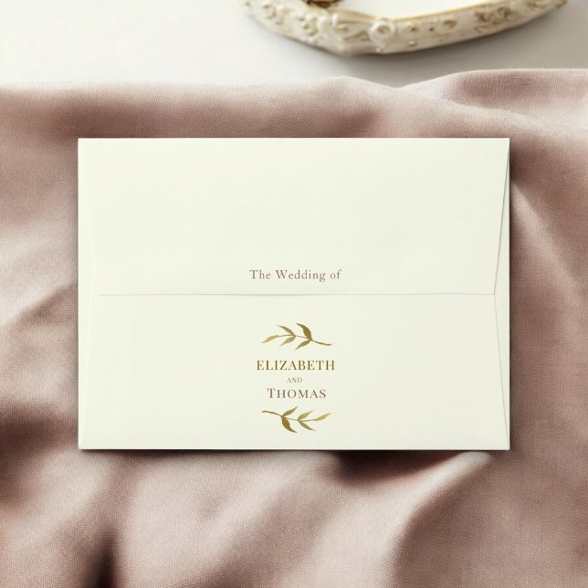 simple elegant personalised wedding  envelope (personalized elegant ivory and gold wedding envelope matching wedding suite available )
