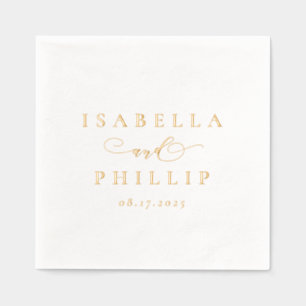 Simple elegant personalised wedding foil napkins
