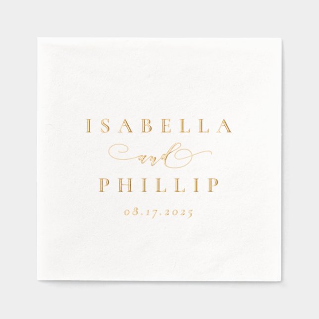 Simple elegant personalised wedding foil napkins (Front)