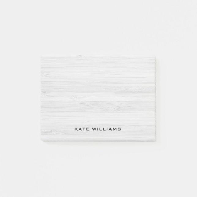 Simple Elegant Personalised White Wood Post-it Notes (Front)