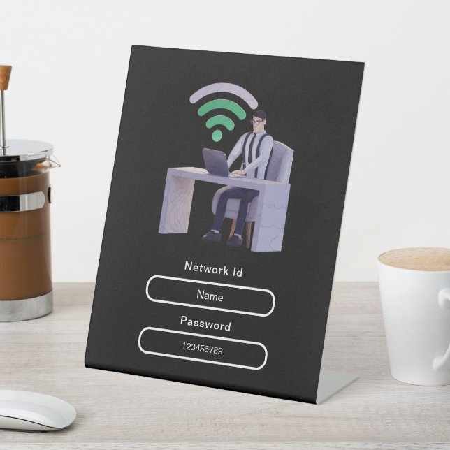 Simple Elegant Personalised Wifi Network Password Pedestal Sign (In SItu)