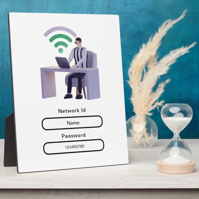 Simple Elegant Personalised Wifi Network Password Plaque (Side)