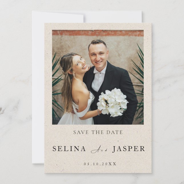 Simple Elegant Photo and Text | Save The Date  Invitation (Front)